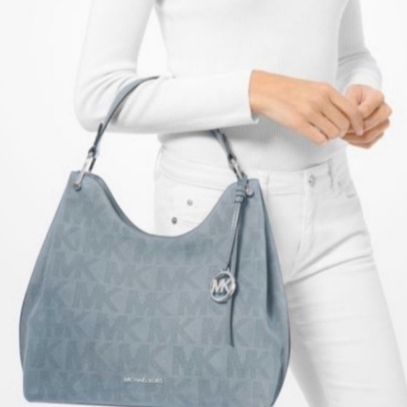 Michael Kors JOAN Slouchy Shoulder Bag, Pale Blue - Picture 1 of 16